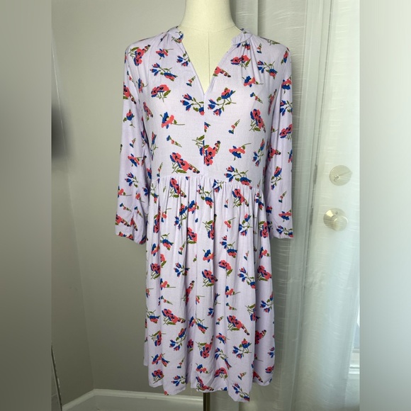 Anthropologie Maeve Juno Lilac Poppies Floral Spring Summer Tunic Dress XS - Picture 3 of 10